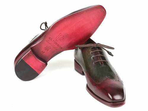 Paul Parkman Bordeaux & Green Wingtip Oxfords (ID#097YL63)